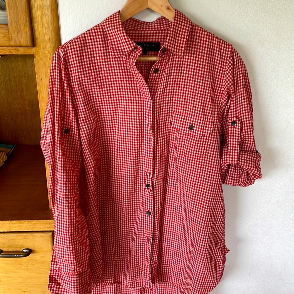 Rag And Bone Loose Fit Button Down Gingham - image 1